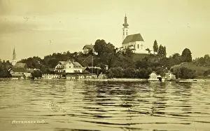 Attersee: Attersee at the Attersee. View over the lake to the