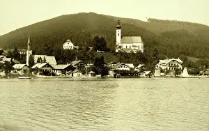 Ischl: Attersee at Lake Attersee with Protestant and Catholic
