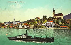 Attersee: Attersee at Lake Attersee. View of the lake with