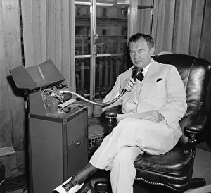 Dictaphones: Attorney Gen. Robert H. Jackson, speaking into a