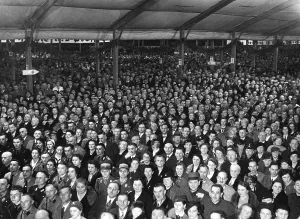 Karlsruhe: Audience during a speech of Adolf Hitler, 1936