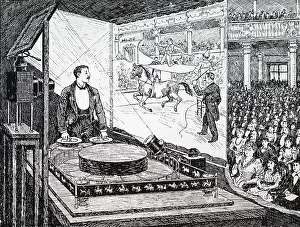 1844: Audience watching a performance on Reynaud's projecting