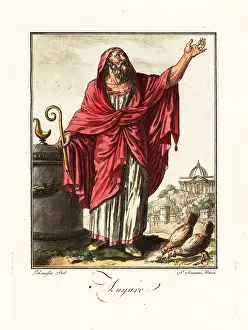 Augur: Augur performing ex tripudiis ritual, ancient Rome