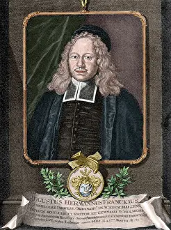 Lutheran: August Hermann Francke (1663-1727). Engraving. Colored