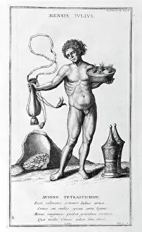 Represented: August, represented as a nude man. Illustration