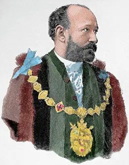 Sheriff: Augustus Harris (1852-1896). Engraving. Colored