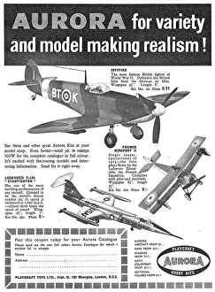 Kits: Aurora Model Aircraft Kits Spitfire, Starfighter & Nieuport
