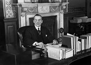 Austen: Austen Chamberlain at his desk, 1929