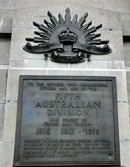Ieper: Australian 5th Division Memorial, plaque detail, Polygon Woo
