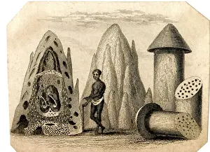 Aboriginal: Australian Aboriginal with termite anthills