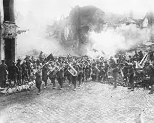 Trombone: Australian band playing a march, Bapaume, France, WW1