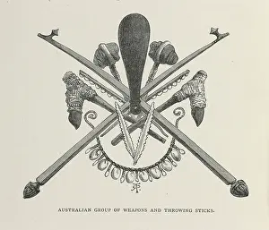 Researches: Australian group of weapons and throwing sticks illustrati