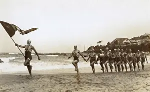 Jogging: Australian Lifeguards in Training - Dee Why Beach, NSW