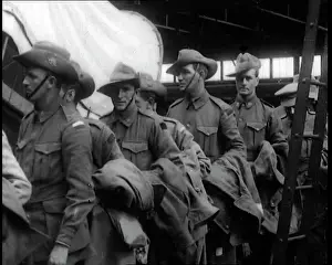 British Pathé Ltd: Australian Soldiers Queueing To Board A Soldier