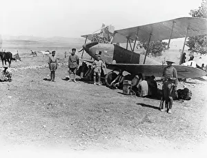 Janin: Australian troops guarding captured plane, Janin, WW1