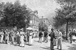 Strollers: Austria, Vienna, Ringstrasse, circa 1890, drawing