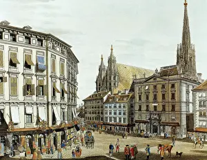 Eisen: Austria. Vienna. Stock Am Eisen square next to St