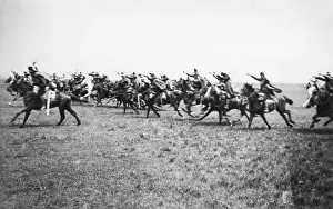 Uhlans: Austrian 7th Uhlans attacking, Galicia, WW1