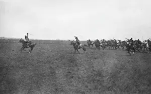 Uhlans: Austrian 7th Uhlans attacking, Galicia, WW1