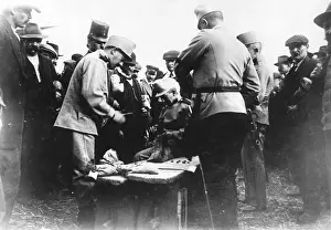 Recruited: Austrian army receiving their first pay, WW1