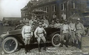 Seige: Austrian artillery troops in Brussels, Belgium, WW1