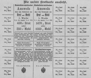 Rationed: Austrian bread card in WWI, 1915