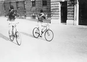 Balancing: Austrian cadets on bicycle, 1910