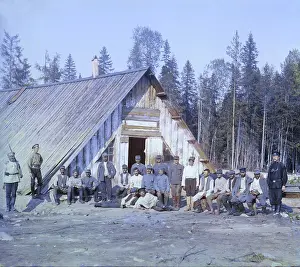 Prokudin: Austrian prisoners of war near a barrack, ?