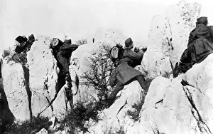 Karst: Austrian soldiers exchanging fire, 1917