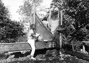 Shower: Austrian soldiers shower behind the front, 1916