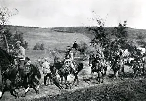 Austrian troops advancing through Serbia, WW1