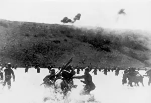 Wade: Austrian troops cross a lake, 1917