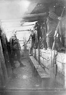 Planks: Austrian troops in trench, Eastern Front, WW1