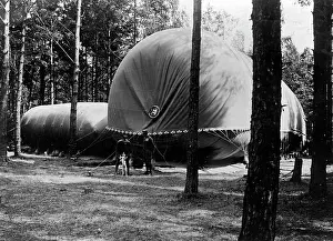 Crewmen: Austro-Hungarian balloon in a forest, 1918