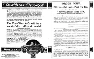 A.c.cars: Auto-Carriers - A.C.Cars 1918 Advert