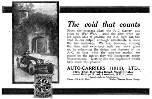 A.c.cars: Auto-Carriers. A.C.Cars WW1 Advert