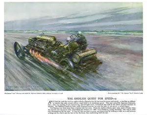 Autocar: Autocar Poster -- speed record on Saltburn Sands
