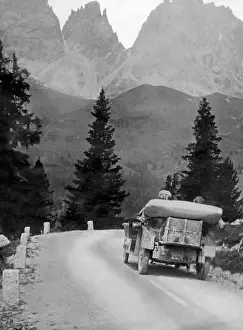 Travelers: Automobile on a mountain road, 1919