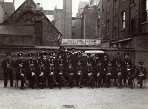 Auxiliary firefighters group photograph, WW2