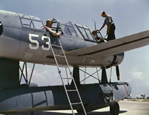 Cadet: Aviation cadets in training on a seaplane