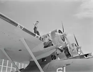 Propeller: Aviation mechanics check the huge motor on