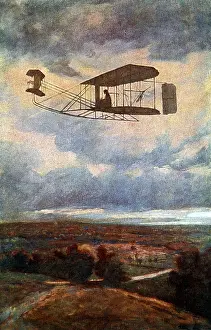 Auvours: aviation, Wilbur Wright with his aircraft, flying