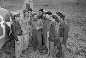 Bonding: Aviator talking to members of his flying squadron