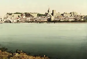 Photoglob: Avignon. View of the city on the Rhone from Barthelasse
