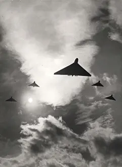 Escorted: Avro Vulcan prototype escorted by four Avro 707s