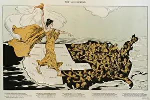 Symbolizing: THE AWAKENING. A torch-bearing female, symbolizing ?