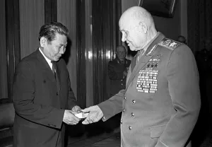 Konev: Awarding of Mongolian medal to Ivan Konev, 1972