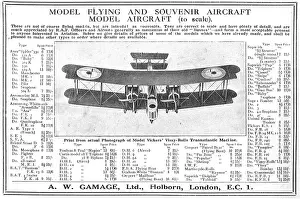 Listings: A.W.Gamage Model Flying & Souvenir Aircraft. Listings