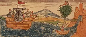 Montezuma: Aztec Guard Spots Spanish Ship, 1519