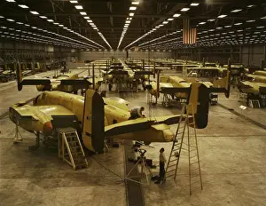 Lcgr1312: B-25 bombers on the assembly line at North American